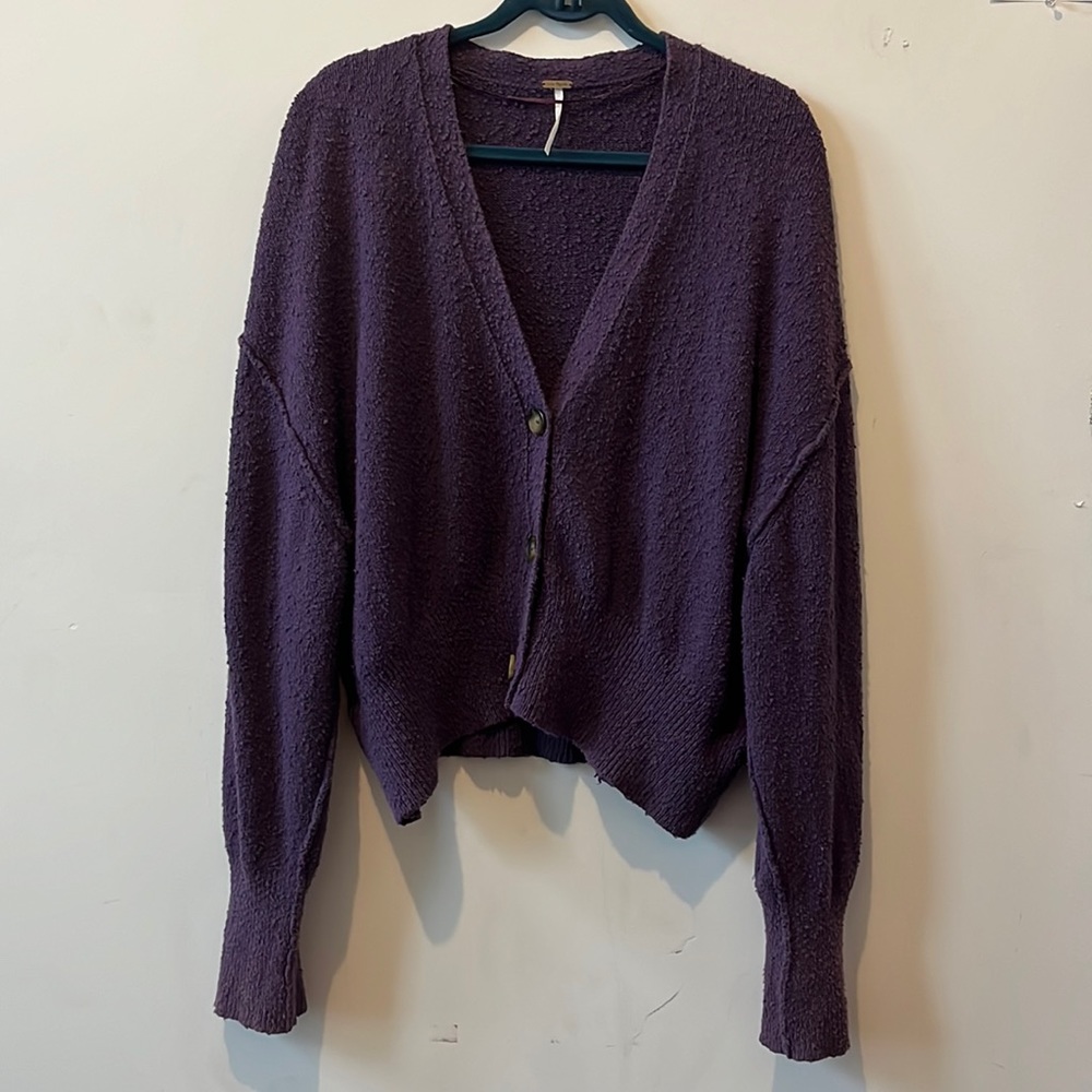 Purple free people cardigan
